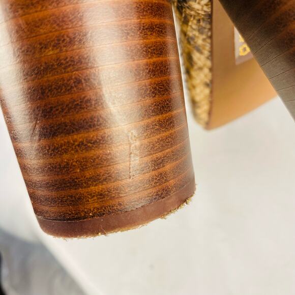 Madewell Fiona Snakeskin Embossed Leather Tan Stacked Heel Ankle Boot Size 6 - Picture 7 of 10